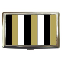 Black Brown Gold White Stripes Elegant Festive Stripe Pattern Cigarette Money Cases by yoursparklingshop