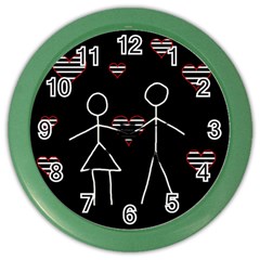 Couple In Love Color Wall Clocks by Valentinaart