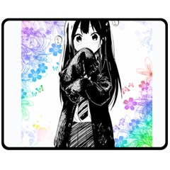 Shy Anime Girl Fleece Blanket (medium)  by Brittlevirginclothing