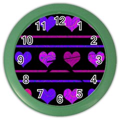 Purple And Magenta Harts Pattern Color Wall Clocks by Valentinaart