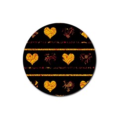 Yellow Harts Pattern Rubber Round Coaster (4 Pack)  by Valentinaart