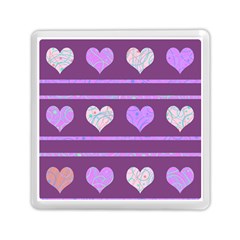 Purple Harts Pattern 2 Memory Card Reader (square)  by Valentinaart