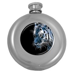 Ghost Tiger Round Hip Flask (5 Oz) by Brittlevirginclothing