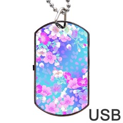 Colorful Pastel Flowers Dog Tag Usb Flash (two Sides)  by Brittlevirginclothing