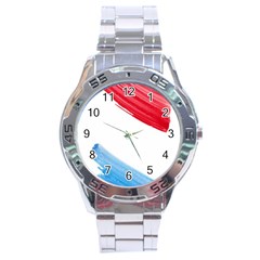 Tricolor Banner Flag, Red White Blue Stainless Steel Analogue Watch by picsaspassion