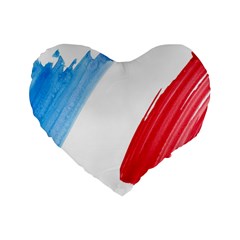 Tricolor Banner Flag France, Blue White Red Watercolor Standard 16  Premium Flano Heart Shape Cushions by picsaspassion