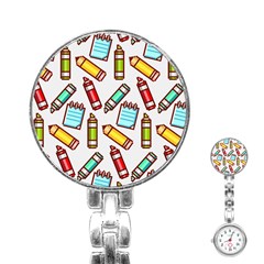 Seamless Pixel Art Pattern Stainless Steel Nurses Watch by Amaryn4rt