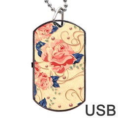 Beautiful Pink Roses Dog Tag Usb Flash (two Sides)  by Brittlevirginclothing