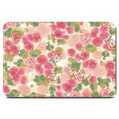 Aquarelle Pink Flower  Large Doormat  by Brittlevirginclothing