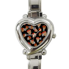 Chocolate Strawberries Pattern Heart Italian Charm Watch by Valentinaart