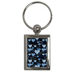 Blue Harts Pattern Key Chains (rectangle)  by Valentinaart