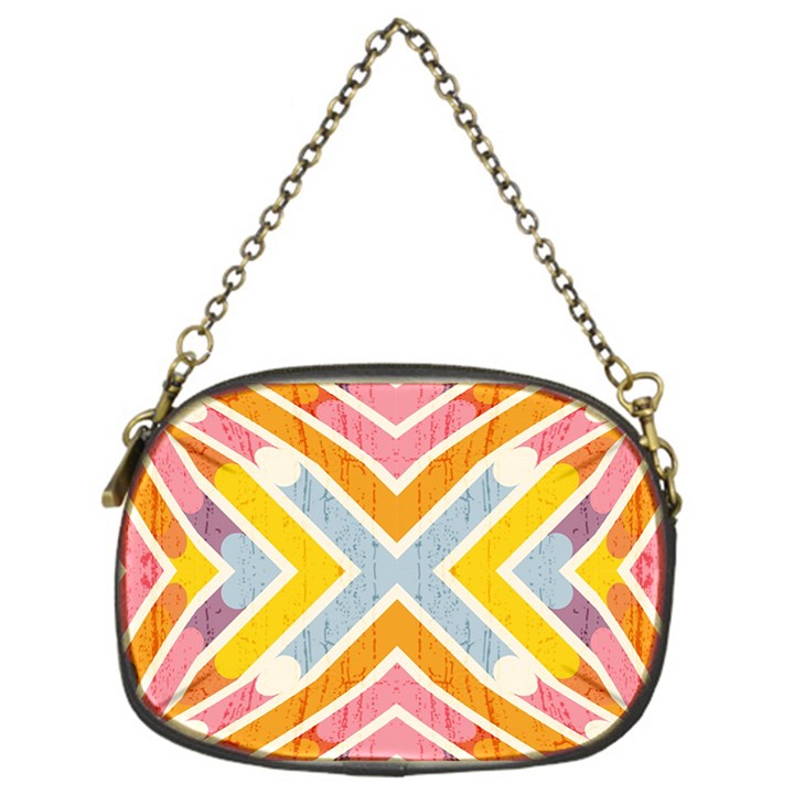 Line Pattern Cross Print Repeat Chain Purses (One Side) 