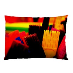 Plastic Brush Color Yellow Red Pillow Case (two Sides) by Amaryn4rt