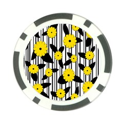 Yellow Floral Pattern Poker Chip Card Guards by Valentinaart