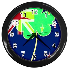 Irish Shamrock New Zealand Ireland Funny St Patrick Flag Wall Clocks (black) by yoursparklingshop