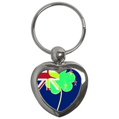 Irish Shamrock New Zealand Ireland Funny St Patrick Flag Key Chains (heart)  by yoursparklingshop
