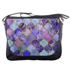 Blue Toned Moroccan Mosaic  Messenger Bags by Brittlevirginclothing