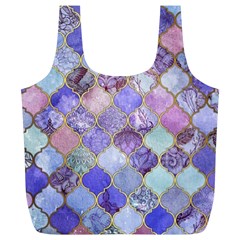Blue Toned Moroccan Mosaic  Full Print Recycle Bags (l)  by Brittlevirginclothing