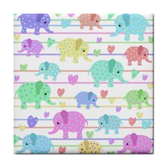 Elephant Pastel Pattern Tile Coasters by Valentinaart