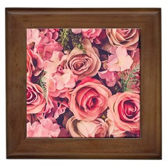 Beautiful Pink Roses Framed Tiles by Brittlevirginclothing