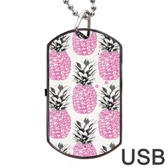 Pink Pineapple Dog Tag Usb Flash (two Sides) by Brittlevirginclothing