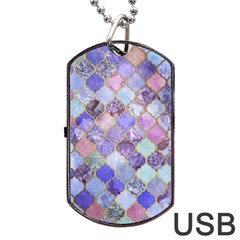 Blue Moroccan Mosaic Dog Tag Usb Flash (two Sides) by Brittlevirginclothing