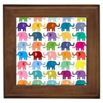 Cute colorful elephants Framed Tiles Front