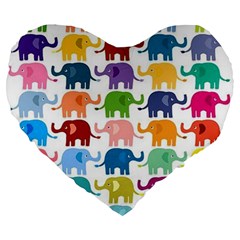 Cute Colorful Elephants Large 19  Premium Heart Shape Cushions by Brittlevirginclothing