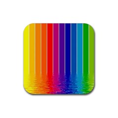 Faded Rainbow  Rubber Square Coaster (4 Pack)  by Brittlevirginclothing