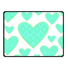 Green Heart Pattern Double Sided Fleece Blanket (small)  by Amaryn4rt
