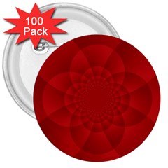 Psychedelic Art Red  Hi Tech 3  Buttons (100 Pack) 