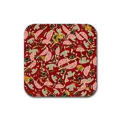 Pizza Pattern Rubber Coaster (square)  by Valentinaart