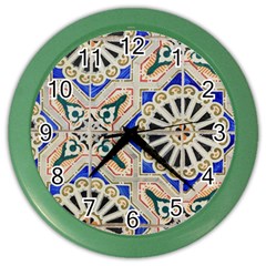 Ceramic Portugal Tiles Wall Color Wall Clocks by Amaryn4rt