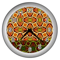 Geometry Shape Retro Trendy Symbol Wall Clocks (silver)  by Amaryn4rt
