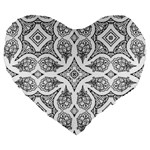 Mandala Line Art Black And White Large 19  Premium Heart Shape Cushions