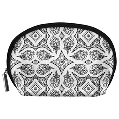 Mandala Line Art Black And White Accessory Pouches (large)  by Amaryn4rt