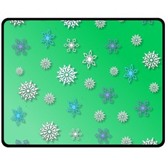 Snowflakes Winter Christmas Overlay Double Sided Fleece Blanket (medium)  by Amaryn4rt