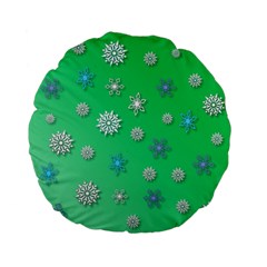 Snowflakes Winter Christmas Overlay Standard 15  Premium Flano Round Cushions by Amaryn4rt