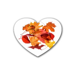 Autumn Leaves Leaf Transparent Heart Coaster (4 Pack)  by Amaryn4rt