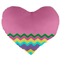 Easter Chevron Pattern Stripes Large 19  Premium Flano Heart Shape Cushions