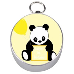 First Birthday Panda Card Silver Compasses by Nexatart