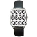 Pattern Background Texture Black Square Metal Watch