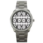 Pattern Background Texture Black Sport Metal Watch