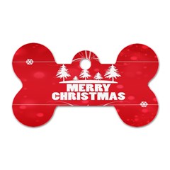 Red Bokeh Christmas Background Dog Tag Bone (one Side) by Nexatart