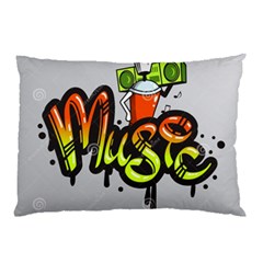 Graffiti Word Character Print Spray Can Element Player Music Notes Drippy Font Text Sample Grunge Ve Pillow Case by Foxymomma