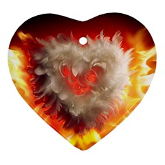 Arts Fire Valentines Day Heart Love Flames Heart Ornament (heart)