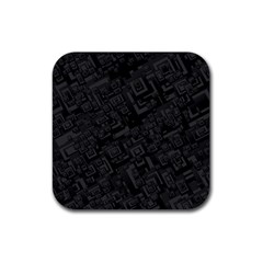 Black Rectangle Wallpaper Grey Rubber Square Coaster (4 Pack) 