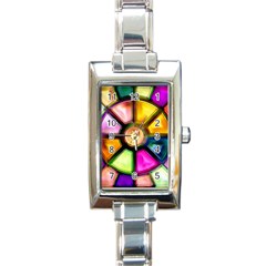 Glass Colorful Stained Glass Rectangle Italian Charm Watch by Nexatart