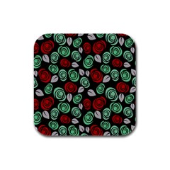 Decorative Floral Pattern Rubber Square Coaster (4 Pack)  by Valentinaart