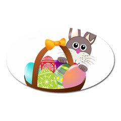 Easter Bunny Eggs Nest Basket Oval Magnet by Nexatart